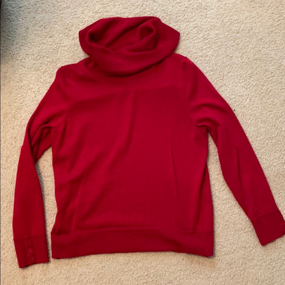Women’s red cowlneck sweater from Talbots